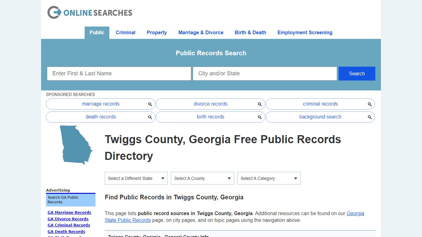 Twiggs County, Georgia Public Records Directory